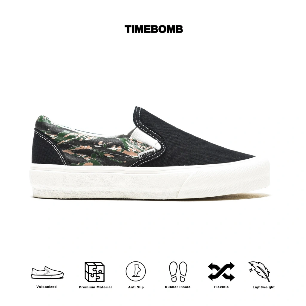SEPATU TIMEBOMB VULCANIZED | SLIP ON TIGER CAMO GREEN