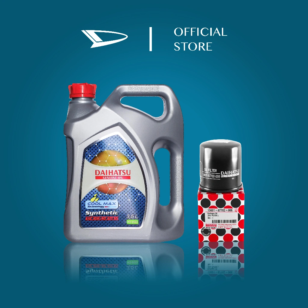 Oli Mesin - Daihatsu Genuine Oil 10W-40 API SN Synthetic 3.5L + Oil Filter 15601-87702-008