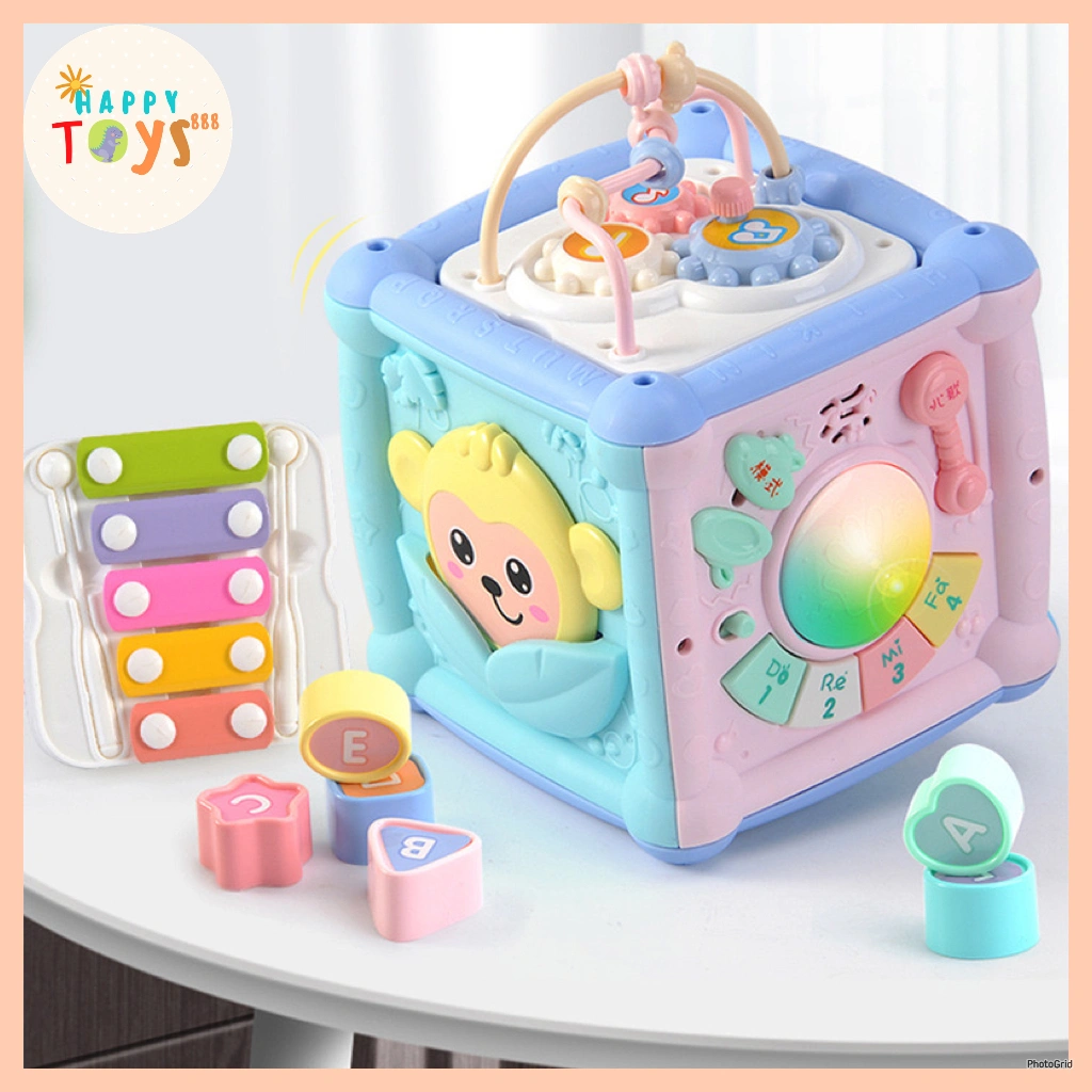 HAPPYTOYS.888 #B89 7 in 1 Wisdom Busy Box Mainan Edukasi Anak Bayi Kotak Musik Baby Rattle Puzzle Abjad Sensorik Motorik