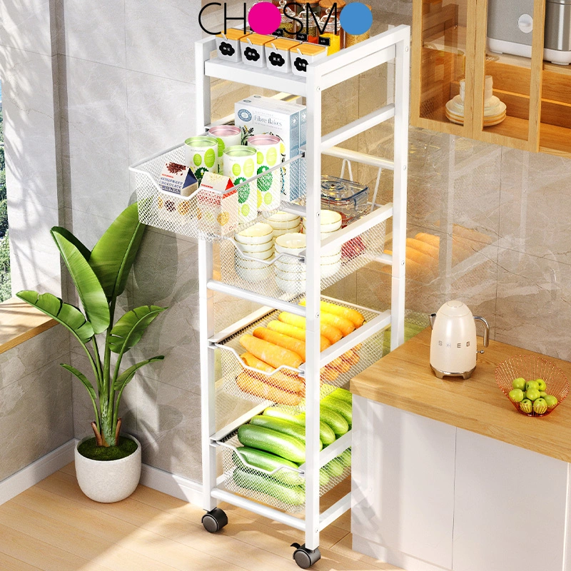 Rak Dapur Stainless Steel Rak Penyimpanan Troli Ruang Sempit Rak Kantor Rak Dapur