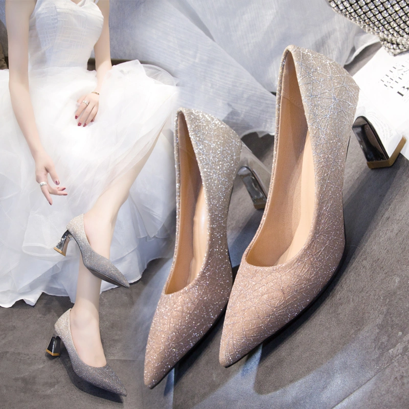 Sepatu Hak Tahu Tinggi Wanita Terbaru Import Kondangan Premium Terbaru Kekinian Gaya Korea Murah Pesta Warna Gradient Party Elegant Pointed Toe 6.5cm High Pump Stiletto Heels Wedding Shoes - Ukuran 34 35 36 37 38 39 40