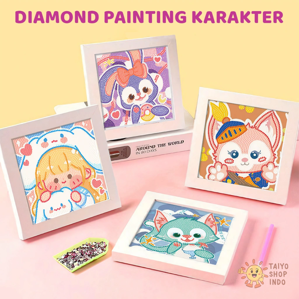 TAIYO DIY Diamond Painting Karakter Figura Bingkai Manik Akrilik Stiker Edukasi Kreatif Mainan Anak