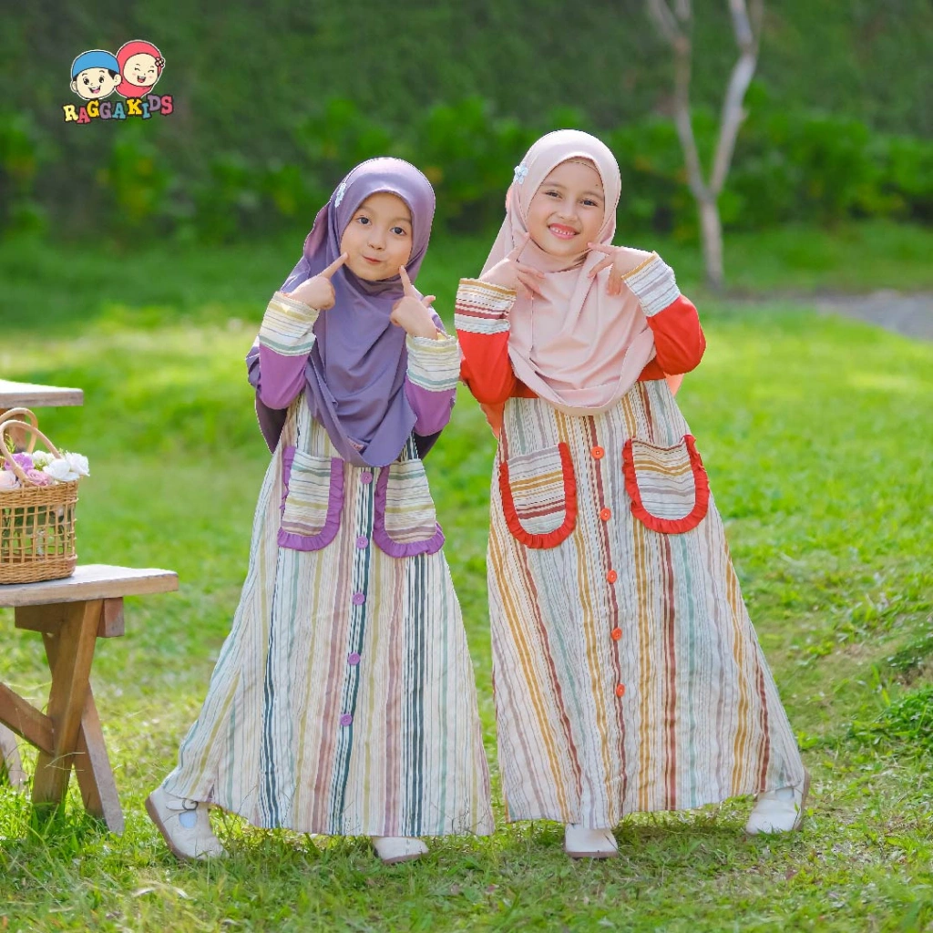 RAGGAKIDS - Baju Gamis Kaos Anak Perempuan Tanggung Dress Muslim Terbaru RG49