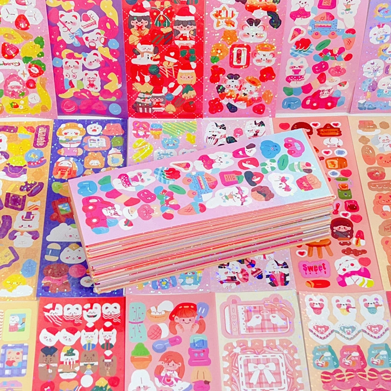 20lembar/40lembar/100lembar Berbagai Kartun Shiny Stiker Set Mahasiswa Hias DIY Bahan Stiker
