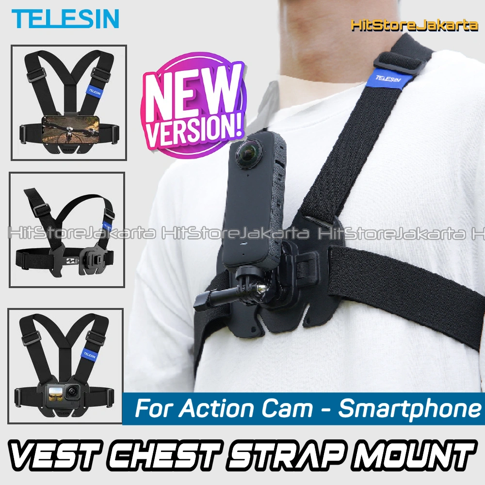 Telesin Vest Chest Strap Mount For GoPro Insta360 Osmo Action Cam Body Chest Strap Harness Mounting Tali Dada