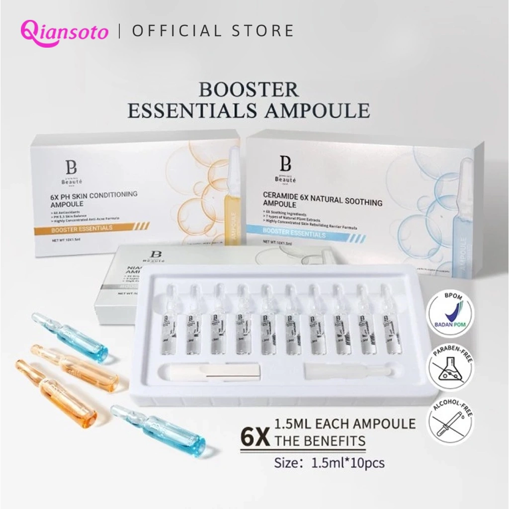 𝗤𝗜𝗔𝗡𝗦𝗢𝗧𝗢 𝗫 𝗣𝗥𝗘𝗠𝗜𝗘𝗥𝗘 𝗕𝗘𝗔𝗨𝗧𝗘 ampoule 4x brightening Niacinamide VC Booster Essential concentrated serum Ceremide skin