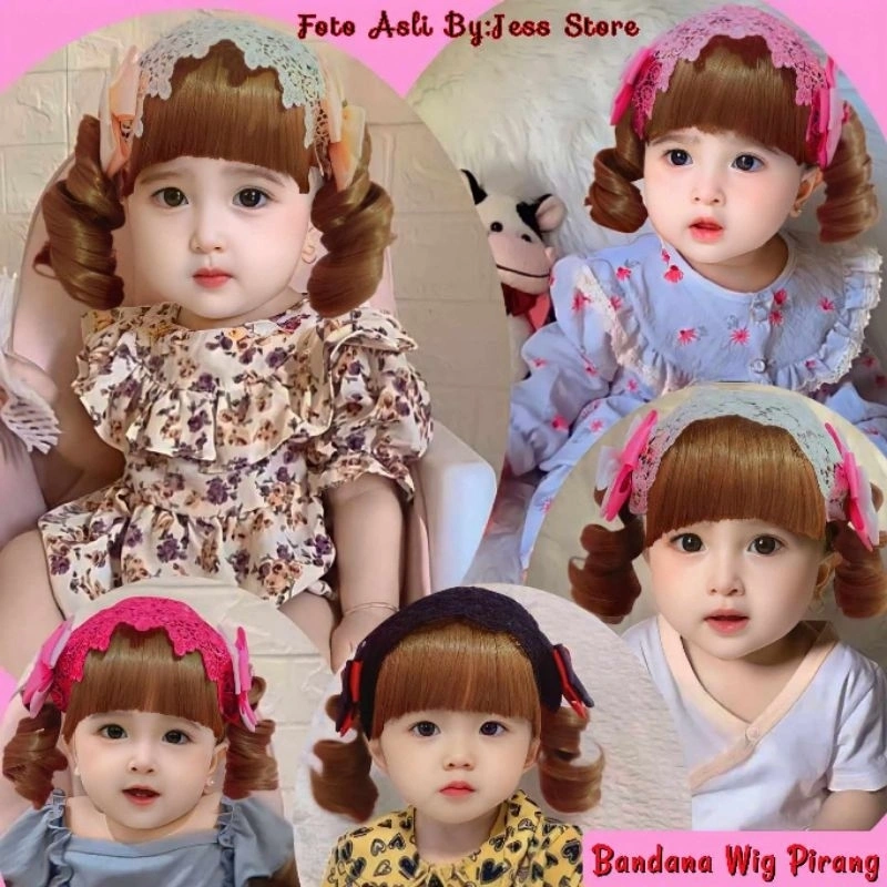 [ Curly Pirang ] Bandana Anak Wig Poni Curly Pirang / Bandana rambut Anak Warna Pirang 06-4Th