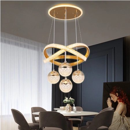 lampu gantung ruang tamu kristal minimalis dekorasi led lampu hias gantung ruang makan hotel bar