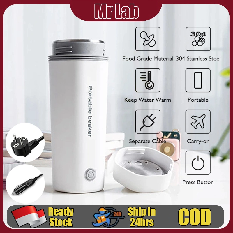 Pemanas Air Listrik - Electric Thermos Kettle Portable 450 mL Rumah 220 Volt-DC dan Mobil 12 Volt-DC Smart Elektrik Botol Portable Dengan Pemanas