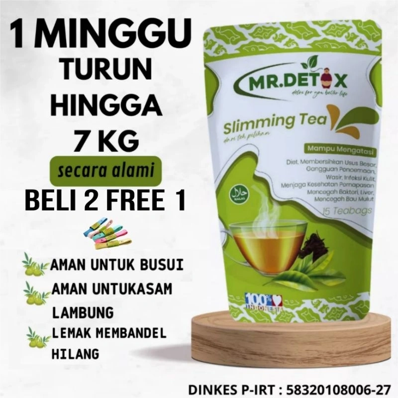 Teh Pelangsing Mr.detox slimming tea Teh Diet Herbal Alami Teh Hijau