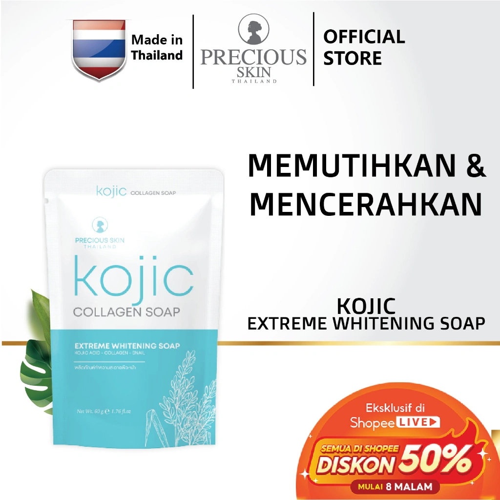 Precious Skin Thailand Kojic Extreme Whitening Collagen Soap / Sabun Colagen / Pemutih Badan 60