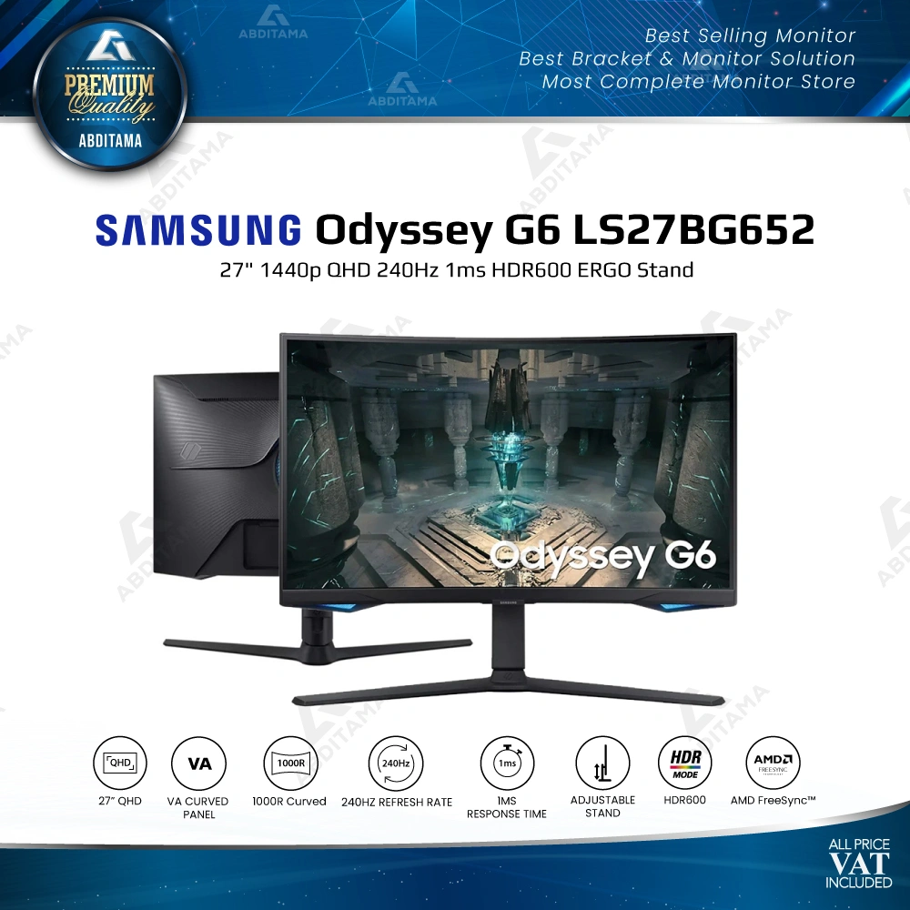 Monitor LED Samsung ODYSSEY G65B LS27BG652 27" 1440p QHD 240Hz HDR600