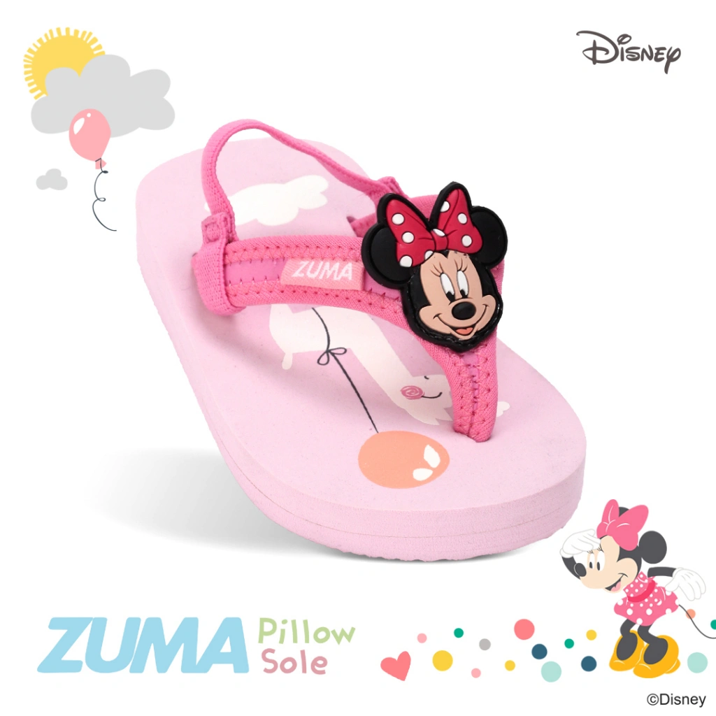 Minnie Zuma Baby Pink, Sandal Jepit Bayi Karet Tali Belakang, Merah Muda