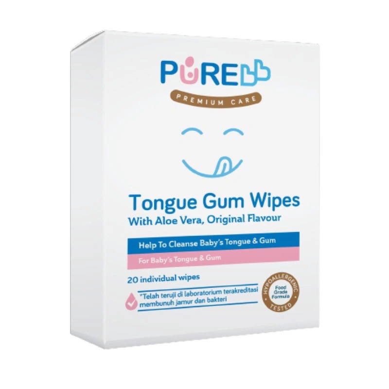 PURE BB Baby Tongue Gum 20's Wipes - Tisu Basah Gusi & Lidah Bayi