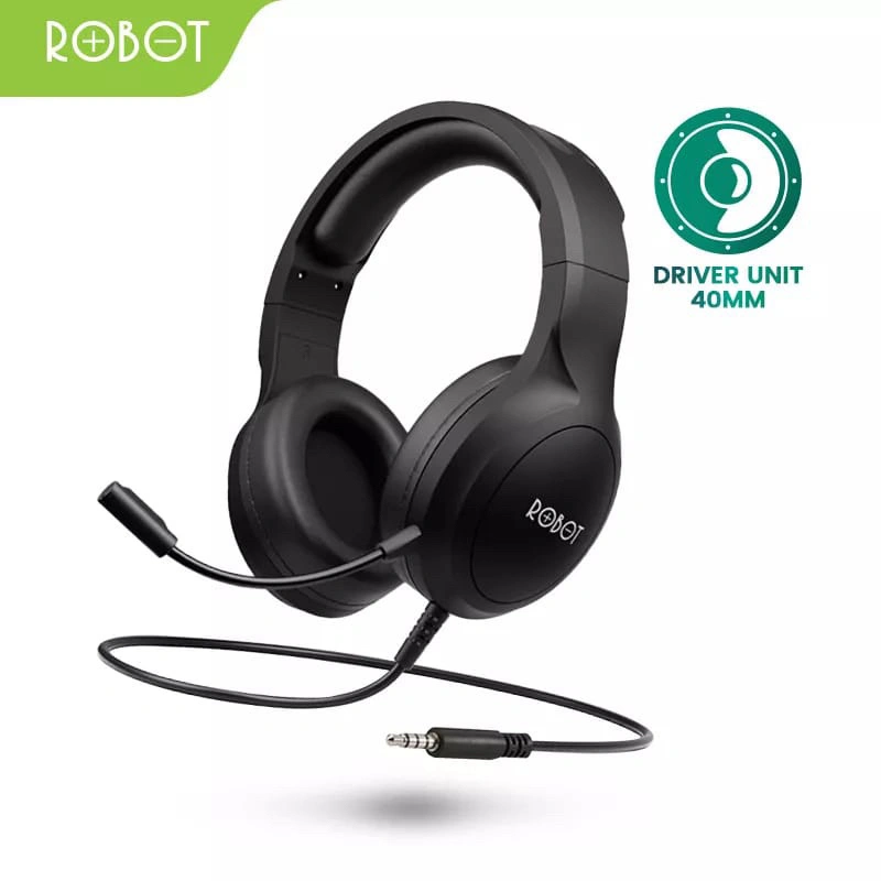 ROBOT Headset Wired HP RH-P20 Headphone Jack Audio 3,5mm With Mic Double Headband Garansi Original