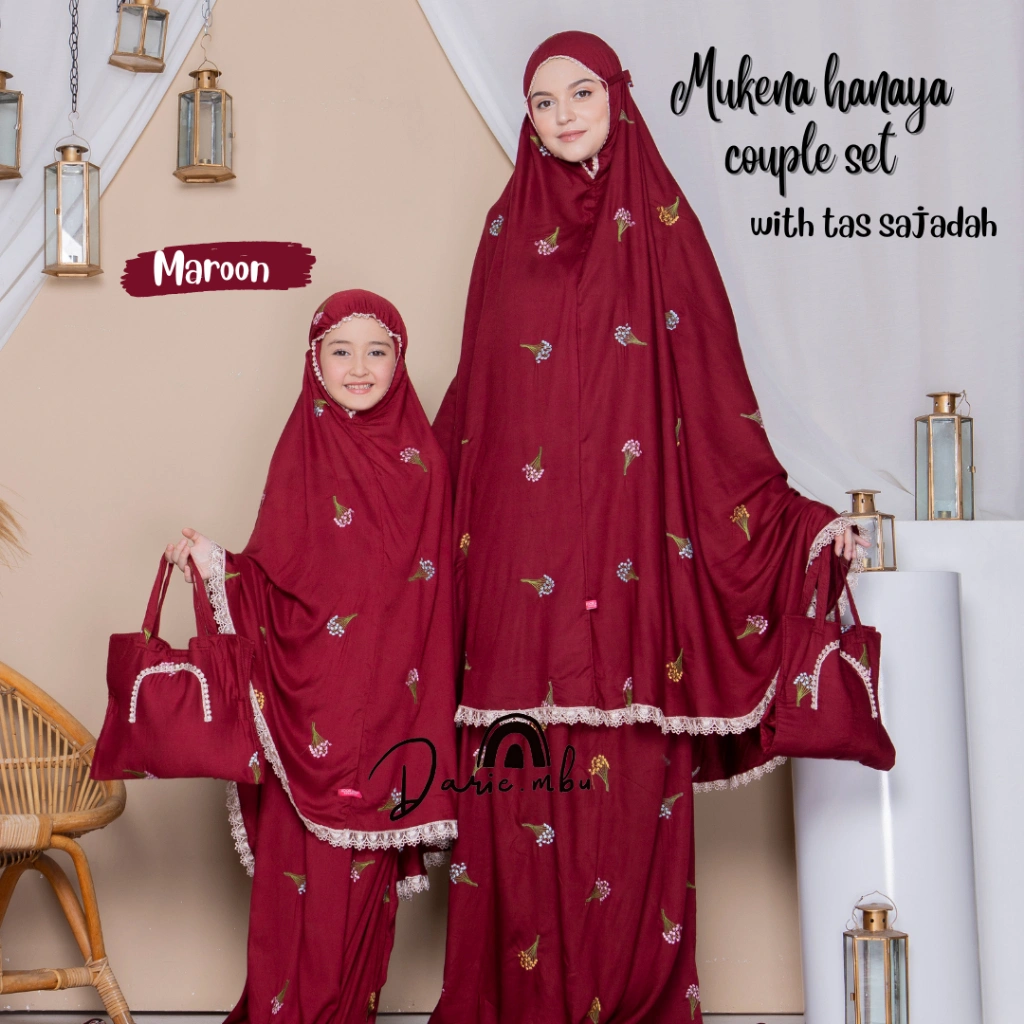 Mukena Couple Ibu dan Anak  Tas Sajadah Hanaya Katun Rayon Premium