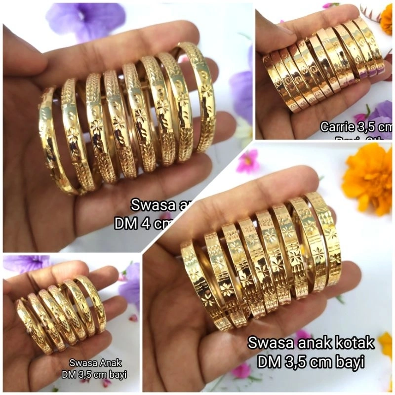 TERLARIS!!!Gelang Swasa Anak Awet Kuning selamanya. Warna Rose gold Dan bukaan samping