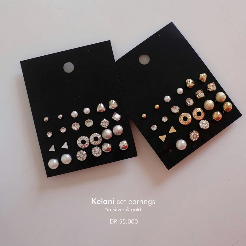 Ark.co - Kelani set earrings anting simple value set 12 pasang minimalis