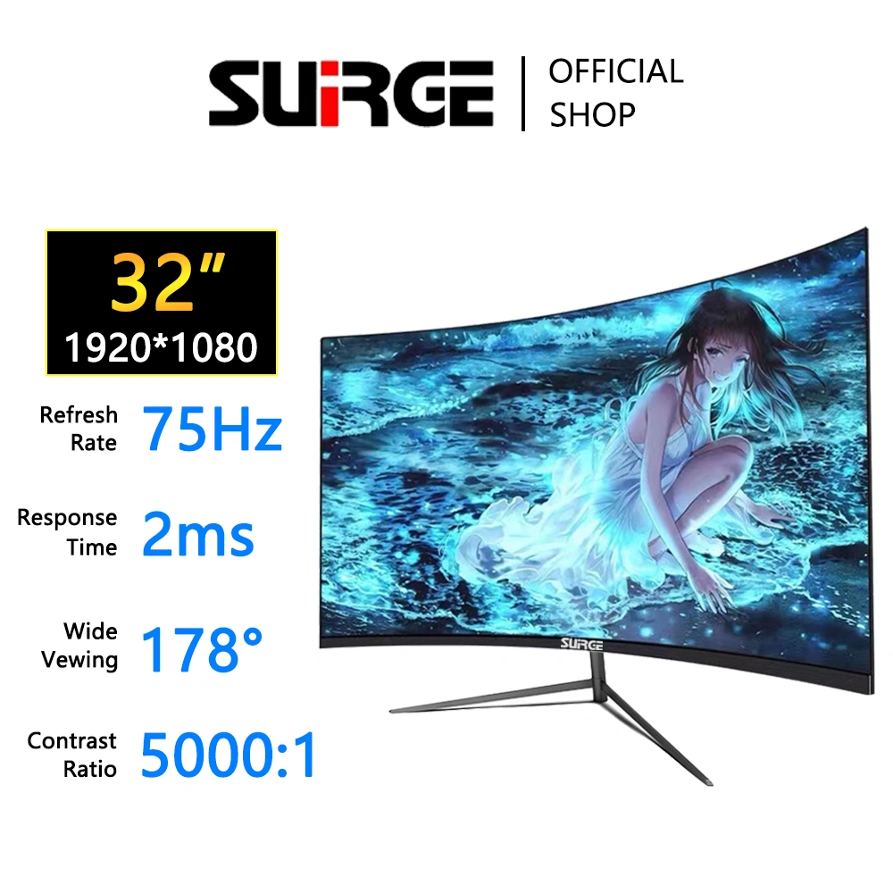 SUIRGE Monitor 32" Curved 3000R 1080P HD No Border IPS Panel Gaming  Monitor