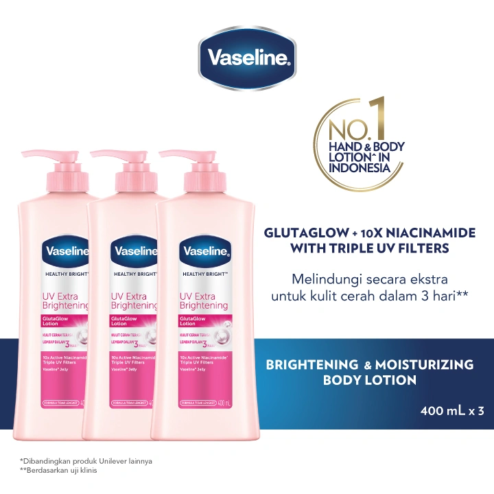 Vaseline Healthy Bright UV Brightening Lotion 400ml Triplepack