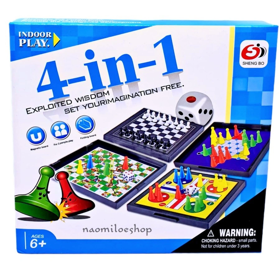 MAINAN ANAK BOARD GAME CATUR LUDO ULAR TANGGA MAGNETIC GAME 3IN1