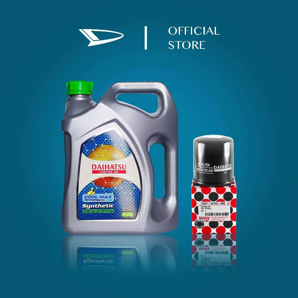 Oli Mesin - Daihatsu Genuine Oil 5W-30 API SN/GF-5 Synthetic 3.5L + Oil Filter 15601-87702-008