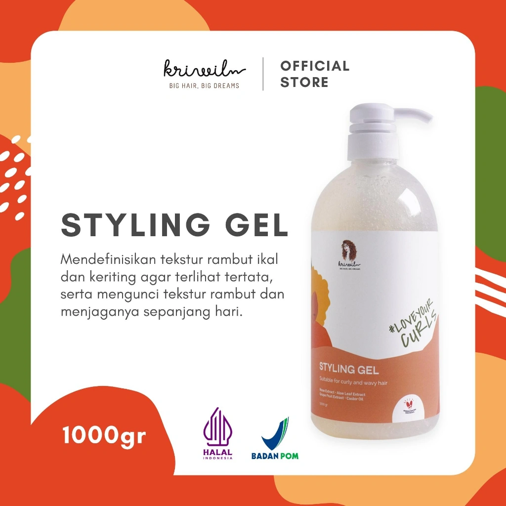 Kriwil Styling Gel 1000gr - Mendefinisikan tekstur ikal dan keriting