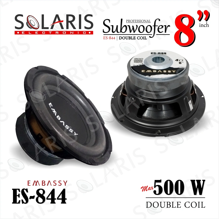 SUBWOOFER 8 Inch EMBASSY 500 Watt ES-844 DOUBLE COIL MAGNET BSESAR
