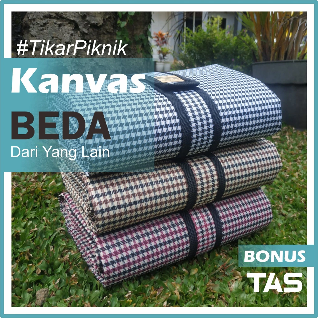 Tikar Lipat Piknik Waterproof bahan Kanvas 200 x 150 cm Anti Slip