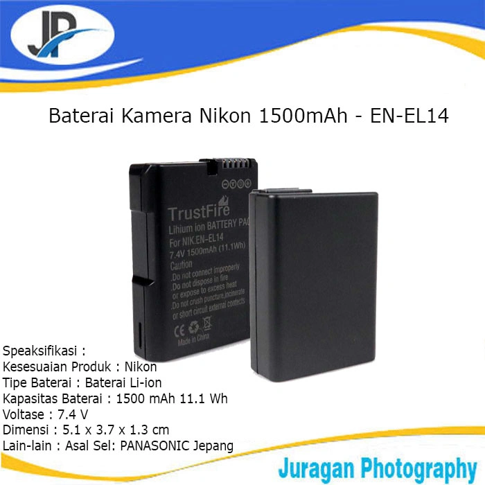 Baterai Kamera Nikon 1500mAh - EN-EL14 - D3200 D3000 D3400 D5100 D5200