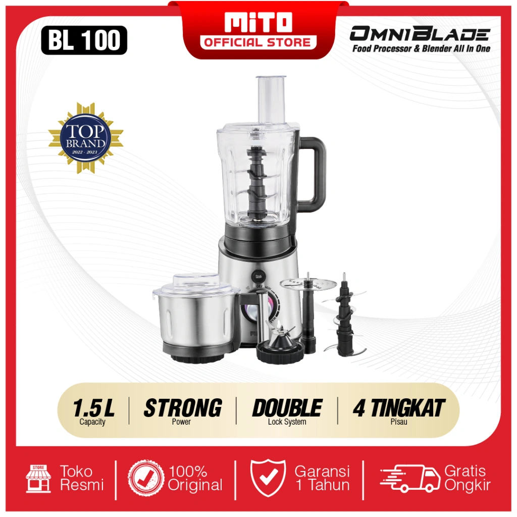 MITO Food Processor Omni Blade Blender Alat Penggiling dan Penghalus Bumbu BL100