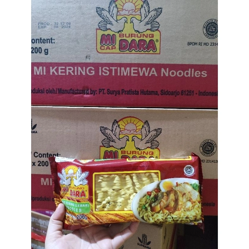 Mie Kering burung dara lebar pipih maroon 1 dus