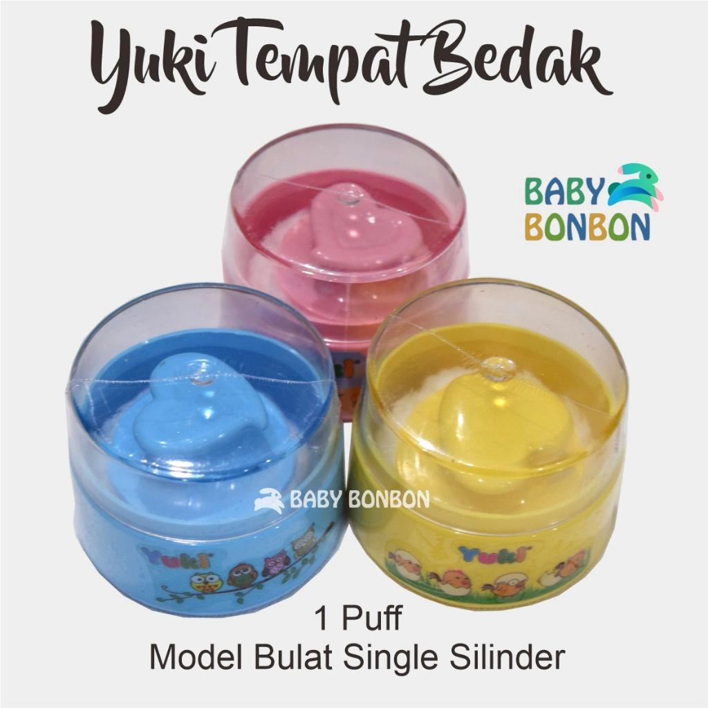 Yuki Tempat Bedak Single Bayi Anti Pecah 1Puff Wadah Tabur Peralatan Mandi