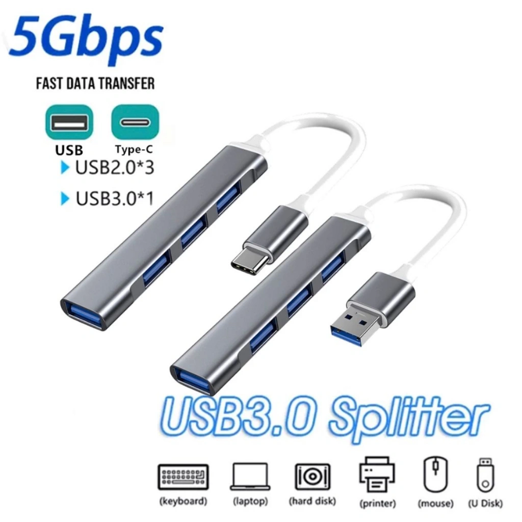C-809 USB 3.0 Hub TIPE C Adapter Usb 4 in 1 to USB Interface Docking Station | Suitable for PC/laptop  / USB 3.0 HUB 4 Port A-809