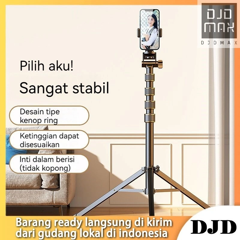DJDMax Tripod Handphone 2,1 Meter Besi dengan Mini Ball Head Holder, Tripod HP Ring Light 2 Meter untuk Live Streaming, Tripod Kamera 2M, Tripod HP 2M, Free Holder U, Tripod Kamera Portable, Tripod Free Tas, Terbaru, Tahan Lama dan Mudah Digunakan