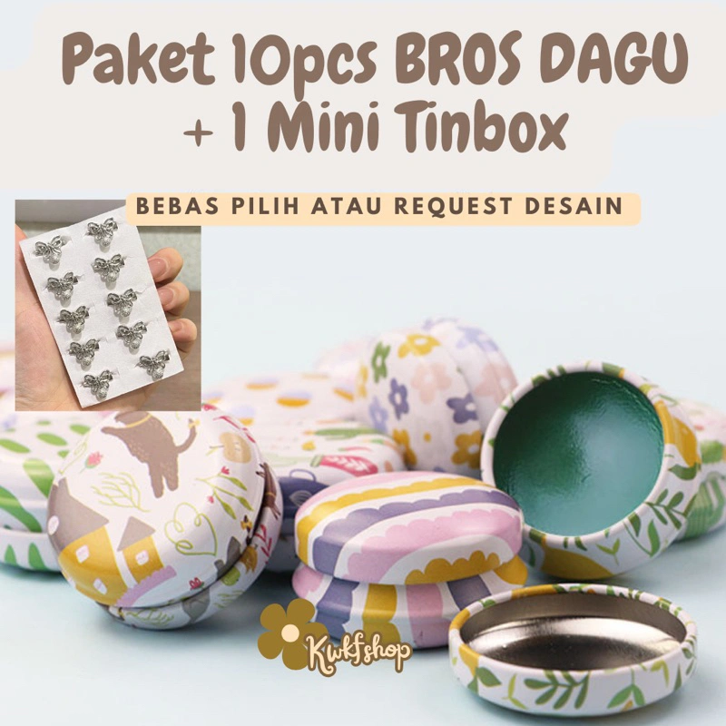 [Free Wadah Kaleng Mini] 10pcs Bros Dagu Mini Unik Acak Desain / Baby Brooch kerongsang malaysia bros mini peniti jilbab