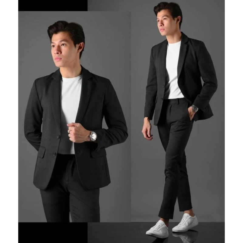 Dvandra.id Jas Blazer Hitam Full Black Jas Formal Casual Jas Wisuda