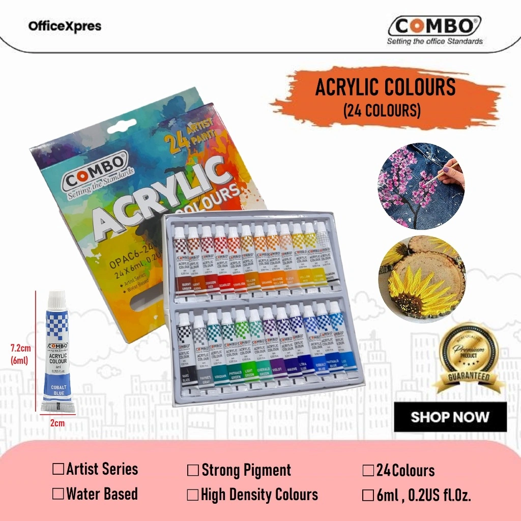 Cat Akrilik 24 Warna , 18 Warna , 12 Warna / Acrylic Colours Painting / Cat Lukis Akrilik
