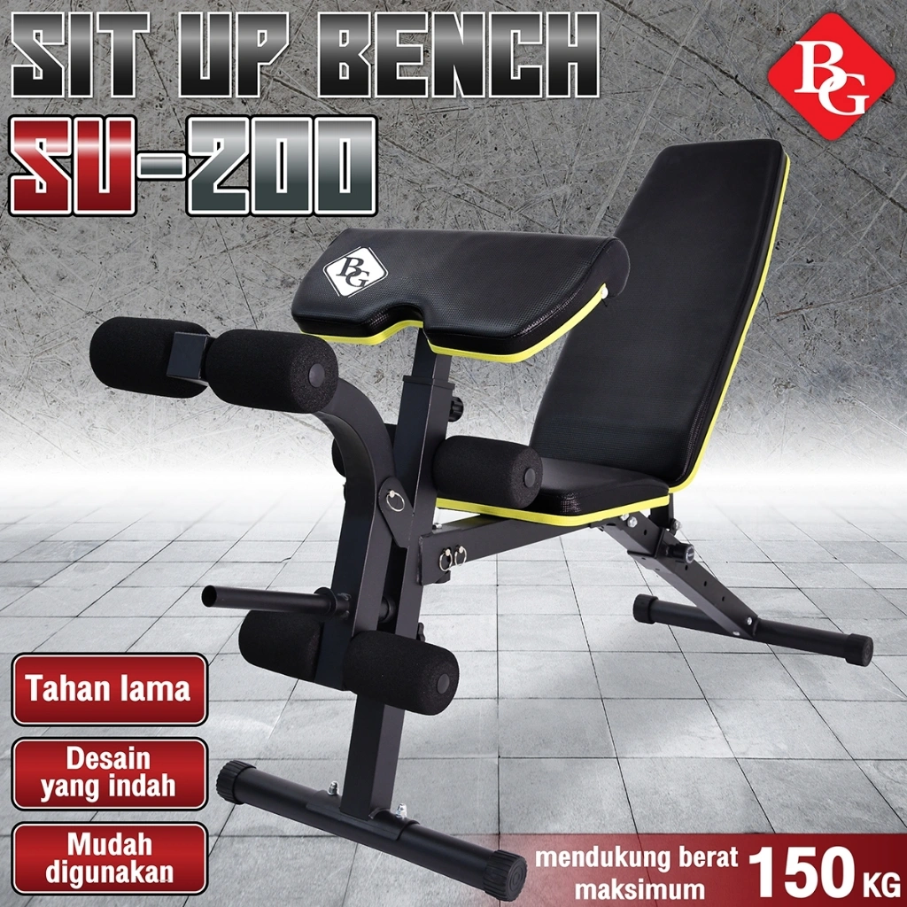 BG SPORT Sit Up Bench Multifungsi Alat Olahraga Fitness Exercises Black