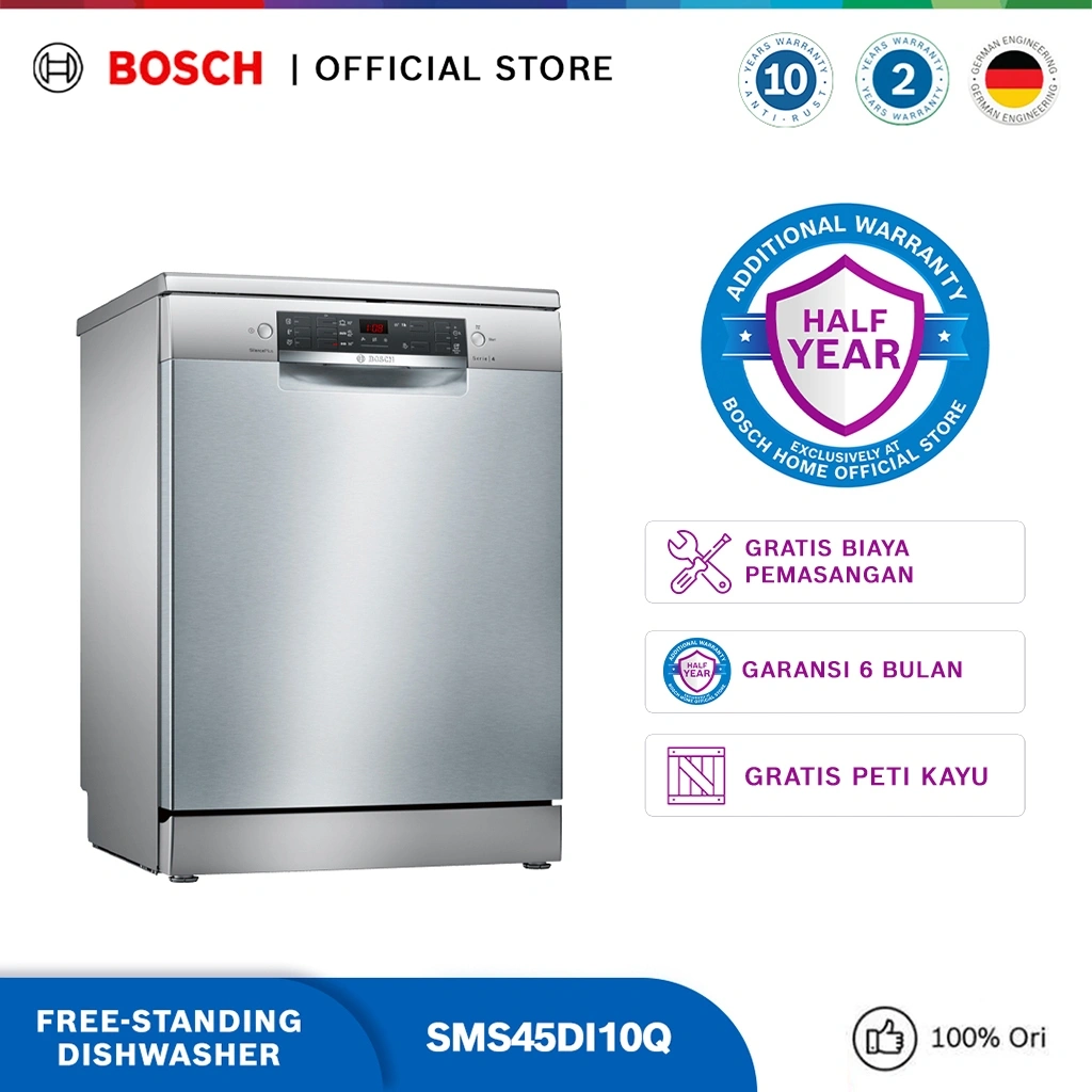 Bosch SMS45DI10Q Free-standing Dishwasher/ Mesin Pencuci Piring Putih