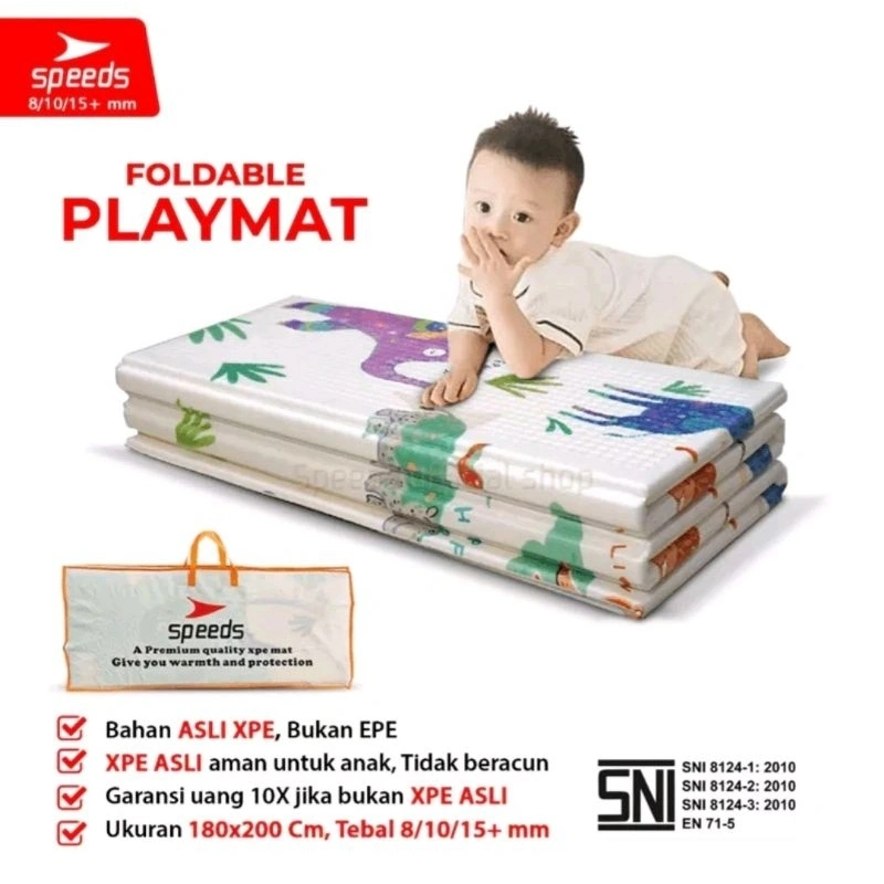 SPEEDS Karpet Lipat SNI 200x180cm Motif Bolak/i Playmat Bayi Playmate Anak Matras Tikar Lipat