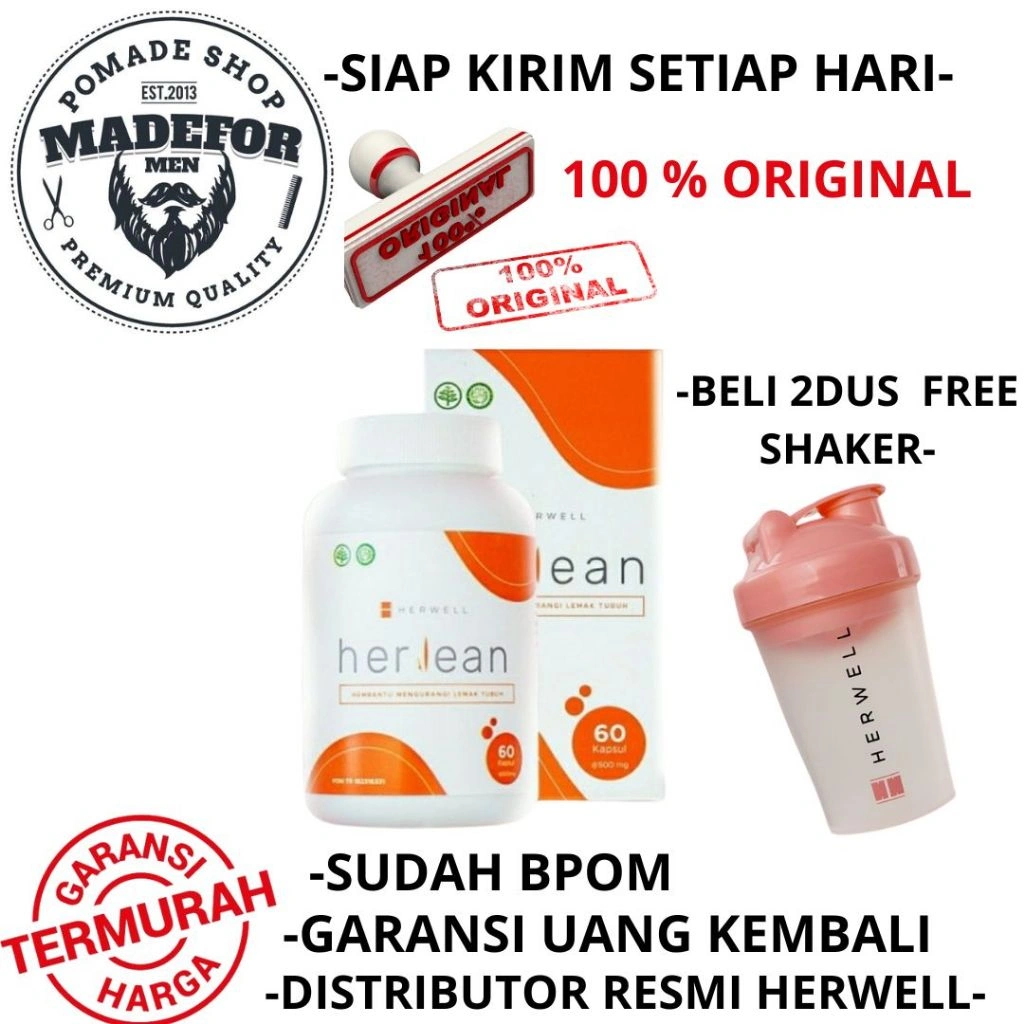 HERLEAN BY HERWELL ISI 60 KAPSUL  HERLEAN PEMBAKAR LEMAK FIBER SERAT SUPLEMEN SUDAH BPOM HALAL