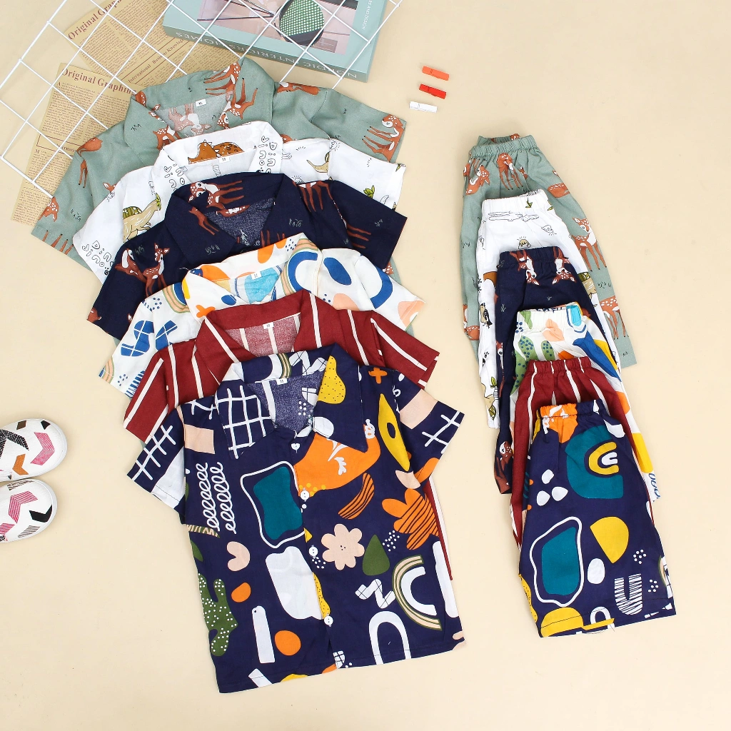 ONE SET RAYON ANAK/SET RAYON KIDS 1-5TH/PIYAMA ANAK RAYON/DAILY WEAR PAJAMAS