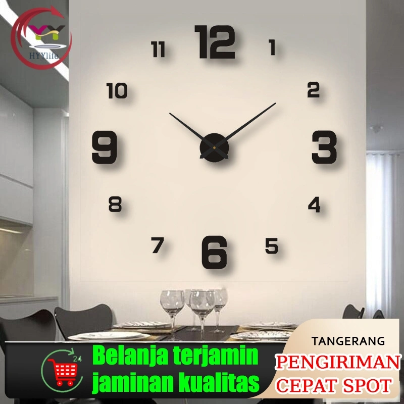 Stiker Jam Dinding Digital 3D Luminous Tanpa Bingkai DIY Untuk Dekorasi Rumah atau Kantor / Tempel Besar Huruf Angka Jumbo Estetik