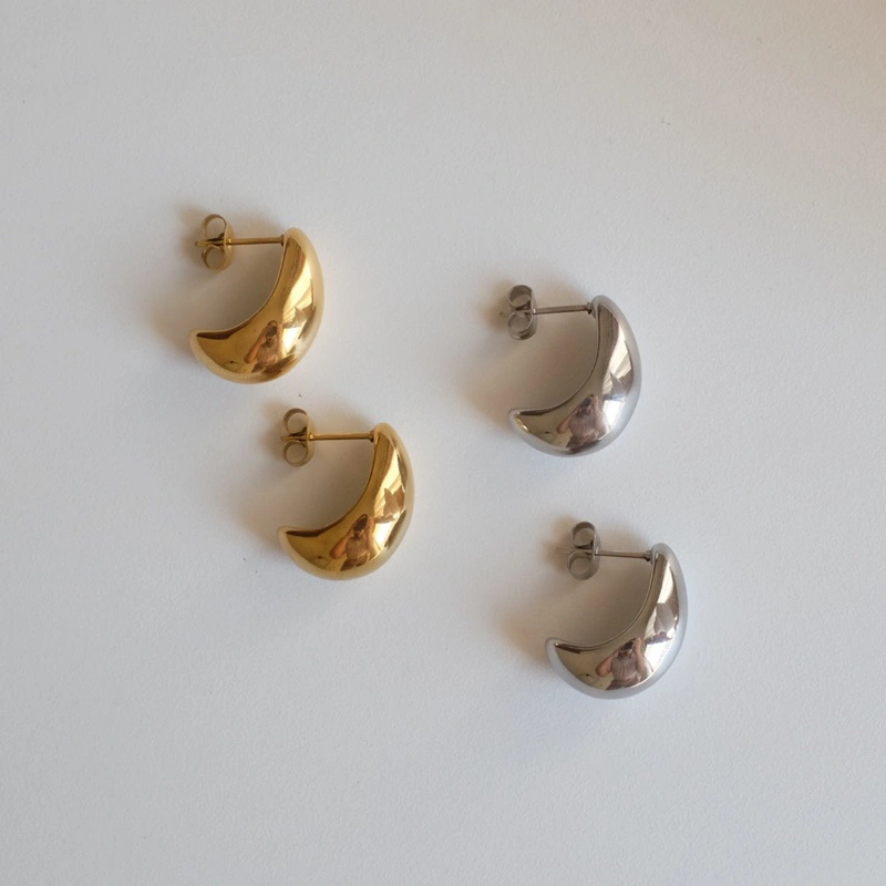 Ark.co - OIA earrings TITANIUM | anting anti karat stainless steel oval minimalis