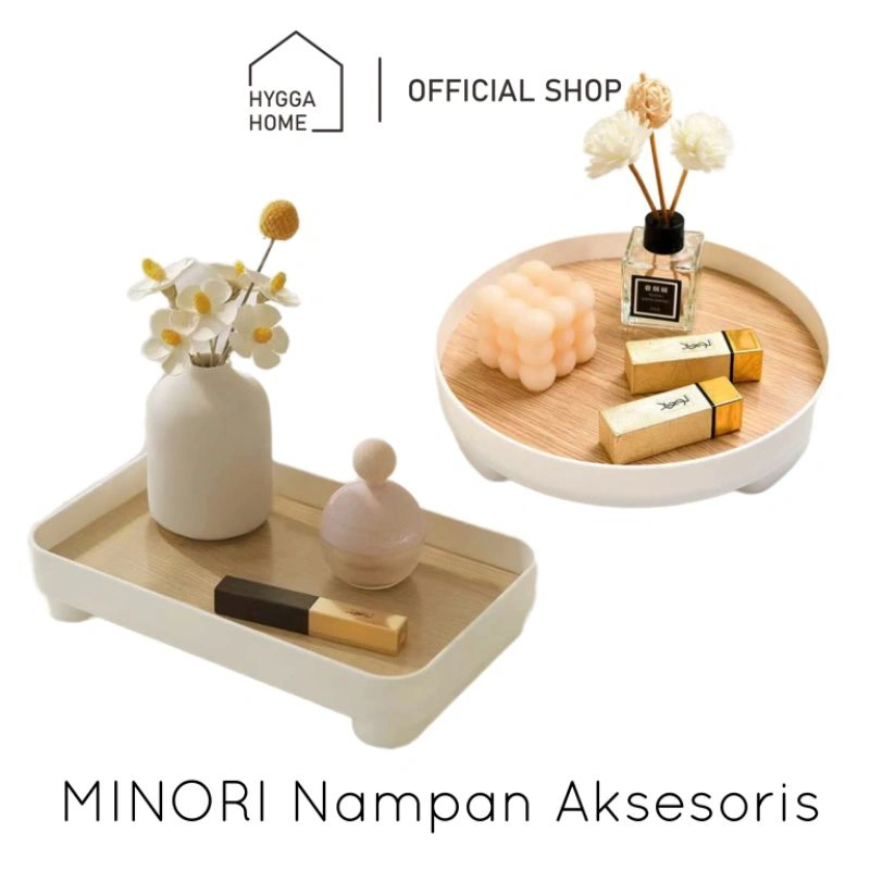 Hygga Home MINORI Nampan Aksesoris Perhiasan Botol Parfum Estetik Minimalis Dgn Kaki/Vanity Tray