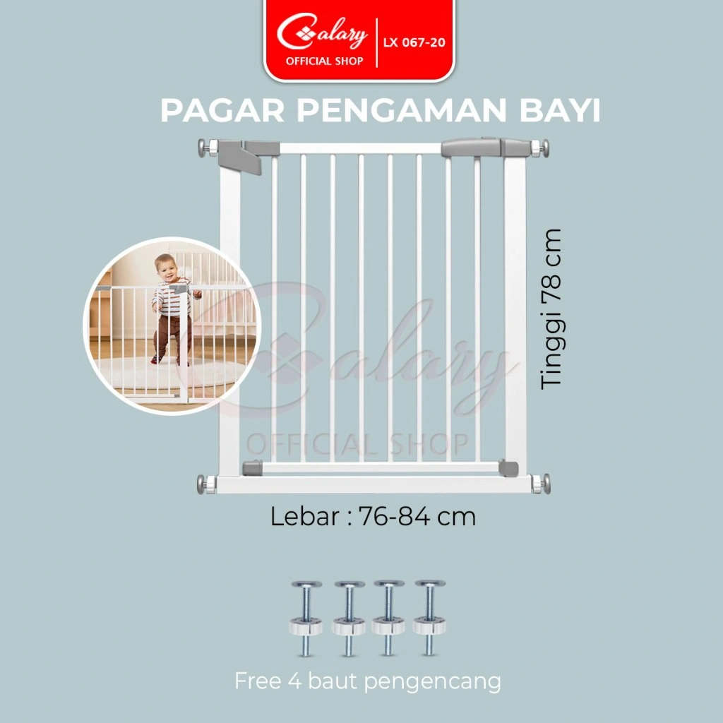 CALARY Pagar Anak Pintu Pengaman Pembatas Bayi Tangga Dapur Kamar Mandi Baby Safety Gate 067-20