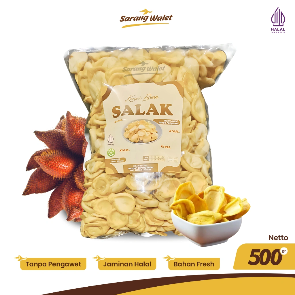 Keripik Salak Grade A 500gr Kripik Buah Khas Malang Snack Renyah Tanpa Bahan Pengawet Pewarna Buatan