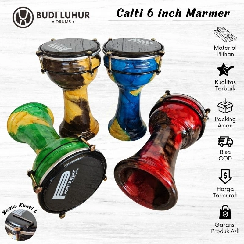 Calti Darbuka Dumbuk Ukuran 6 inch Motif Marmer Alat Hadroh Sholawat Anak Kualitas Premium Bonus Tas
