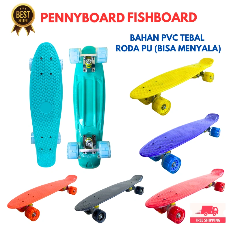 PENNY BOARD SKATEBOARD ANAK FISH BANANA BOARD WARNA WARNI RODA PU